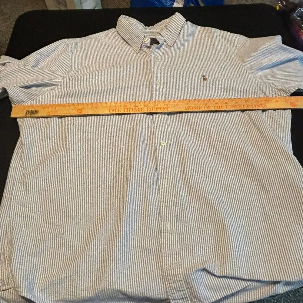 Polo Ralph Lauren XXL Classic Fit Button Down Shirt Blue White Stripe Cotton